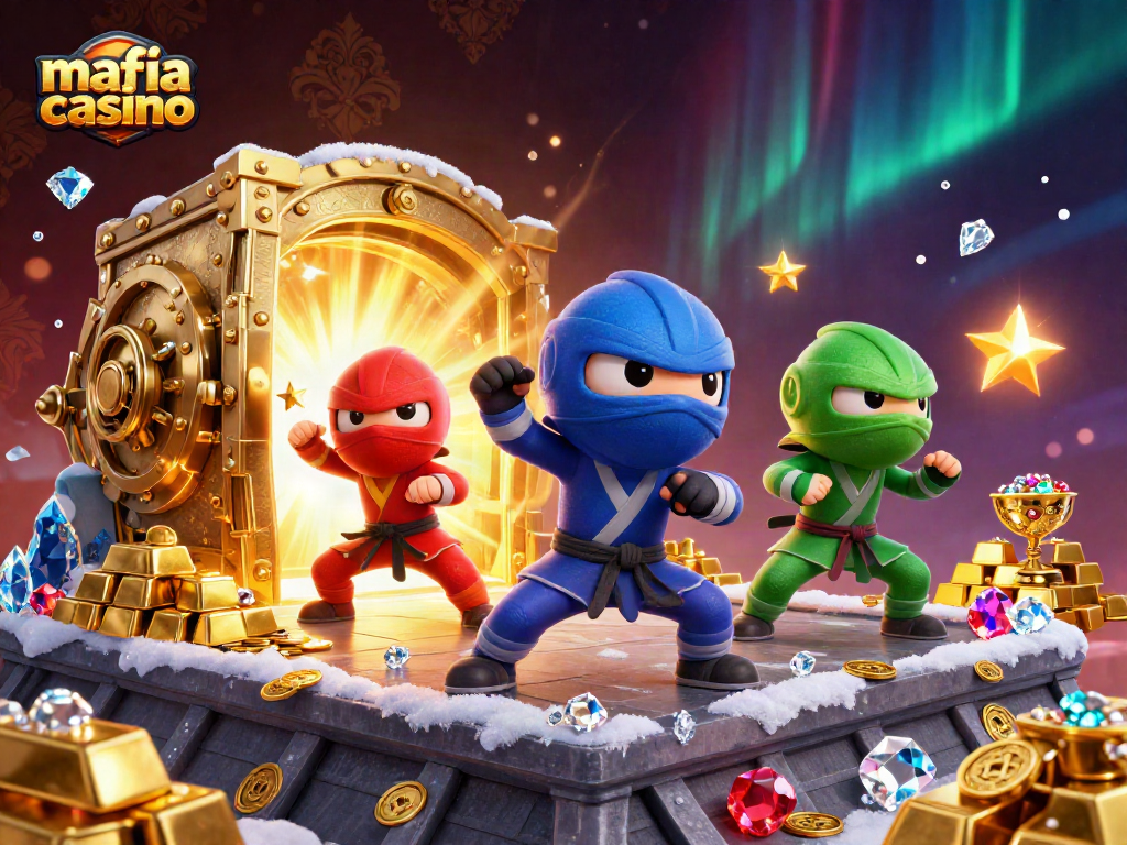 Experience the thrilling action of mafia casino with chameleon ninjas amidst dazzling riches.